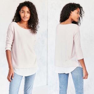 UO Silence + Noise Aimee Chiffon Shirttail Sweater